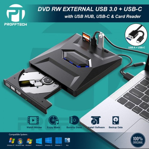 Profftech DVDRW DVD-RW External Multiport Super Slim