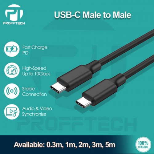 Profftech Kabel Type-C Male to Male 2 Meter USB-C M-M