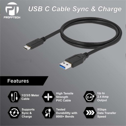 Profftech Kabel USB Sync Charge 3.0 to Type C 3.1 2 Meter