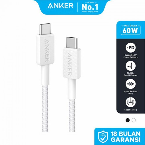 Anker 322 USB-C to USB-C Fast Charging Cable 3 ft 60W Braided A81F5H21