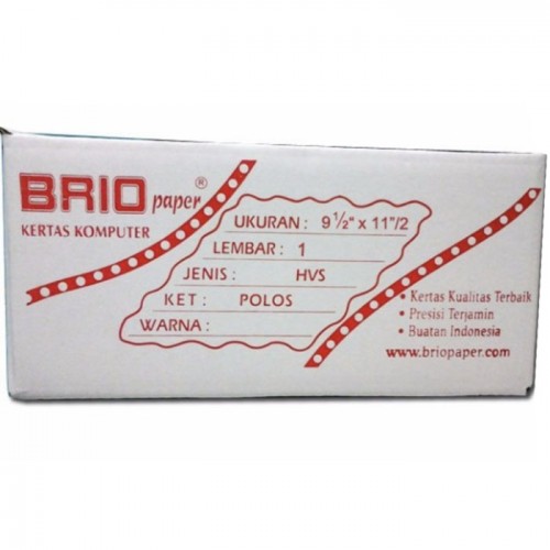 Brio Kertas Countinous Form 1 Ply 1 Lembar HVS Bagi 2 Kertas Komputer