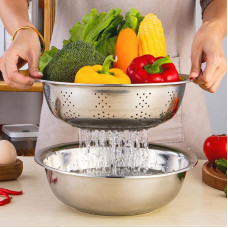 Baskom Stainless Parutan Tirisan Sayur Buah set 3 in 1