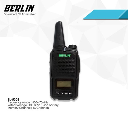 Berlin BL-5308 Walkie Talkie HT FM Handheld Transceiver LCD Display