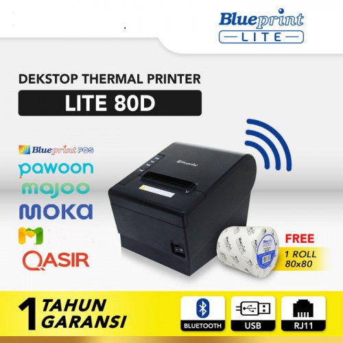Blueprint BP-Lite80D Lite 80D Thermal Printer Kasir POS Bluetooth USB RJ11
