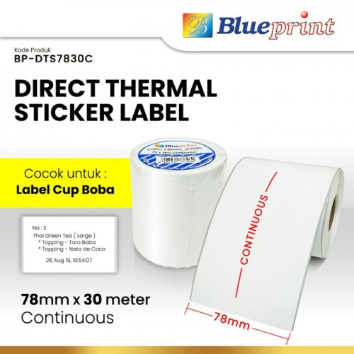 Blueprint Direct Thermal Sticker Label 78x30 Meter Continuous DTS