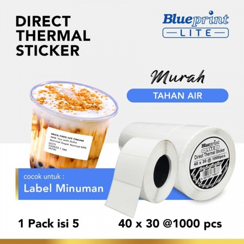 Blueprint Lite Direct Thermal Sticker Label 40x30 mm 1 Line 1000 pcs DTS