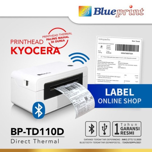 Blueprint Printer Thermal Barcode Label Resi A6 USB Bluetooth BP-TD110D