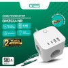 GES GM3CU-NR Colokan Stop Kontak 3 Socket 4 USB Anti Petir Surge Protector