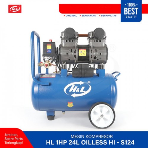HL Kompresor Angin 1HP 24 Liter Oiless Compressor HI-S124