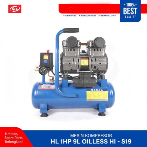 HL Kompresor Angin 1HP 9 Liter Oiless Compressor HI-S19