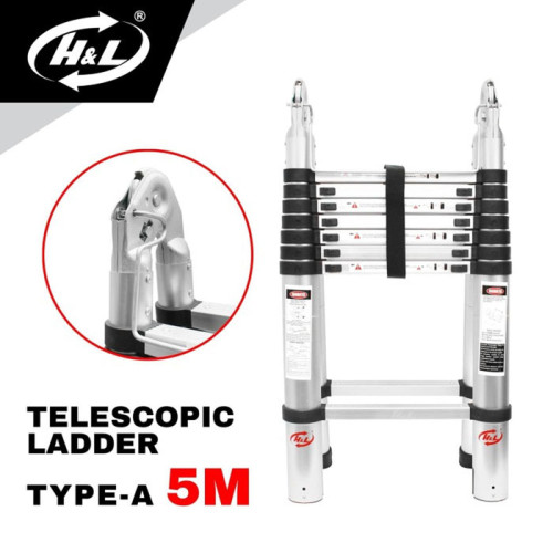 HL Tangga Teleskopik Tipe A 5 Meter Lipat Double Telescopic Ladder