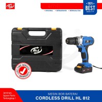 HL 812 Cordless Drill Mesin Bor 2 Baterai Lithium Ion 12V