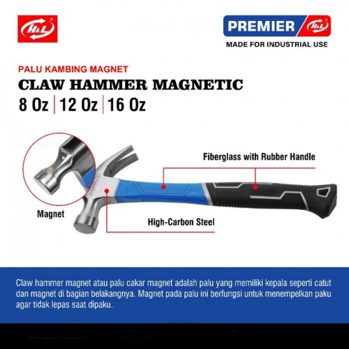 HL Premier Palu Kambing Magnet Claw Hammer Magnetic 8 12 16 oz
