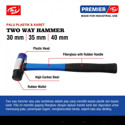 HL Premier Palu Kombinasi Plastik Karet Two Way Hammer 30 35 40 mm