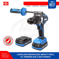 HL Premier 818 Cordless Brushless Impact Drill 2 Battery Mesin Bor Nirkabel