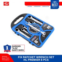 HL Premier Fix Ratchet Wrench Set 8 Pcs Kunci Ring Pas 8-19 mm HL38T08B