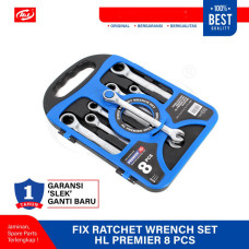HL Premier Fix Ratchet Wrench Set 8 Pcs Kunci Ring Pas 8-19 mm HL38T08B