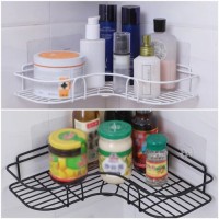 Rak Dinding Sudut Besi Tempel Double Tape 1 Tingkat Dapur Kamar Mandi