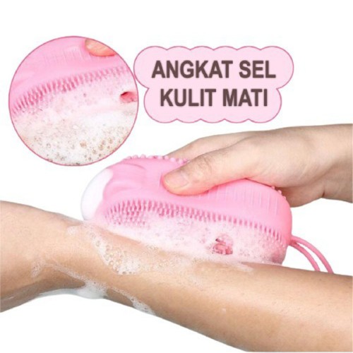 Sikat Spon Silikon Mandi Sabun Batang Sabun Cair Scrubber