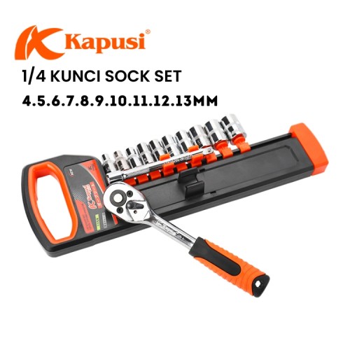 Kapusi Kunci Sok 12Pcs Shock Wrench CR-V 1/4 Inch 4-13mm K-9818