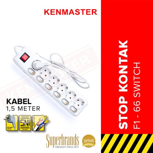 Kenmaster DX604 Stop Kontak - Colokan Listrik 6 Socket - Lubang On Off F166