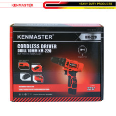 Kenmaster Cordless Driver Drill 10mm Bor Nirkabel 12V 2Ah KM-220