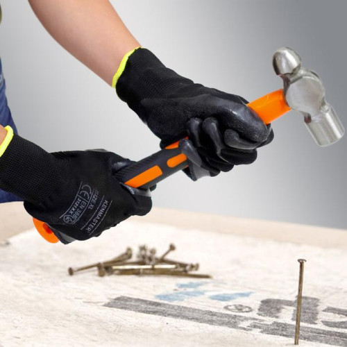 Kenmaster Sarung Tangan Pelindung Safety Hitam Kain Tapak Karet KM3001 KM-3001