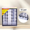 Kenmaster Rak Komponen Drawer 15 Susun - Rak Spare Part 15 Laci Kecil