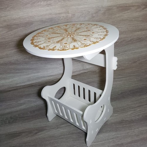 Meja Ngopi Bulat Samping - Small Round Coffee Tea Table