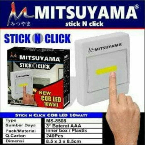 Mitsuyama Stick n Click Lampu Tempel Switch LED 10W Baterai AAA x 3 Pcs MS-8508