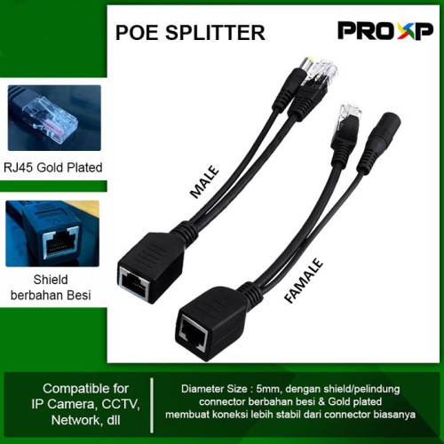 PROXP POE Splitter Injector RJ45 Male Female