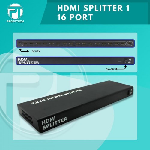 Profftech HDMI Splitter 16 Port 1 In 16 Out 1-16 Full HD 3D 4K