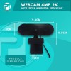 Profftech Webcam 4MP 2K Web Camera Mic Auto Focus Rotasi 360 USB