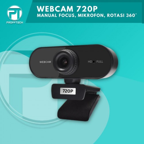 Profftech Webcam 720P Web Camera Mic Manual Focus Rotasi 360 USB