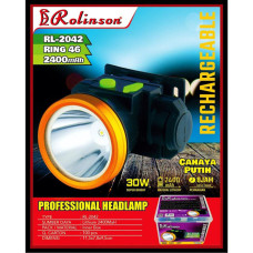 Rolinson Senter Kepala 30W Ring 46 Head Lamp Headlamp Rechargeable RL-2042