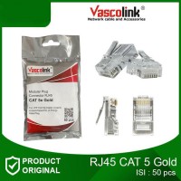 Vascolink Konektor RJ45 Cat5e Gold 50 Pcs Connector LAN