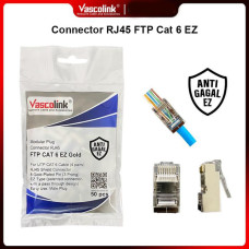 Vascolink Konektor RJ45 FTP Cat6 EZ Gold 50 Pcs Connector LAN