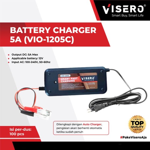 Visero VIO-1205C Battery Charger 5A 12V 5 Ampere 12 Volt Accu Aki Baterai