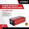 Visero Power Inverter Pure Sine Wave 500 Watt 12V to 220V VIO-500W PSW