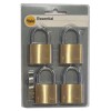 Yale YE1-40-122-4 Indoor Brass Standard Shackle Padlock 40mm 4Pcs