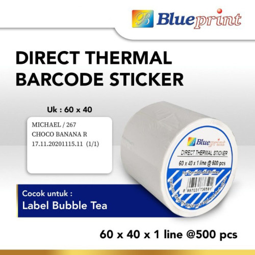 Blueprint Direct Thermal Sticker Label 60x40 mm 1 Line 500 pcs DTS