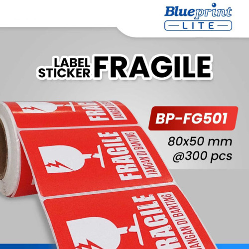 Blueprint Lite Label Stiker Semi Coated Sticker Fragile Jangan Dibanting 80x50 mm 300 Pcs