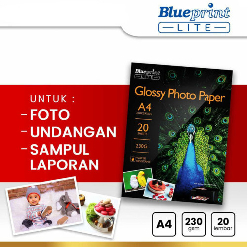Blueprint Lite Glossy Photo Paper A4 230 gsm Kertas Foto 10R 230gsn