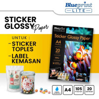 Blueprint Lite Sticker Glossy Paper A4 Kertas Stiker 105mikron 20 Lembar