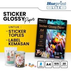 Blueprint Lite Sticker Glossy Paper A4 Kertas Stiker 105mikron 20 Lembar