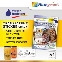 Blueprint Transparent Film Sticker A4 Ukuran 70 Mikron Stiker Label Transparan BP-TSWA470