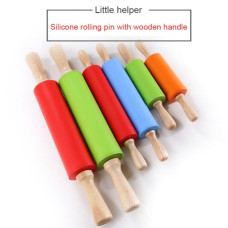 Penggiling Adonan Kue Silikon Rolling Pin Pegangan Kayu