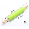 Penggiling Adonan Kue Silikon Rolling Pin Pegangan Kayu