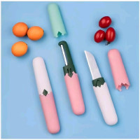 Pisau Peeler 2 in 1 Ada Penutup Alat Potong Pengupas Buah Sayur Travel Portable
