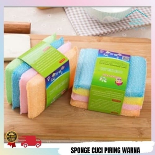 Spons Cuci Piring Busa Set isi 4pcs Sponge Cuci Piring